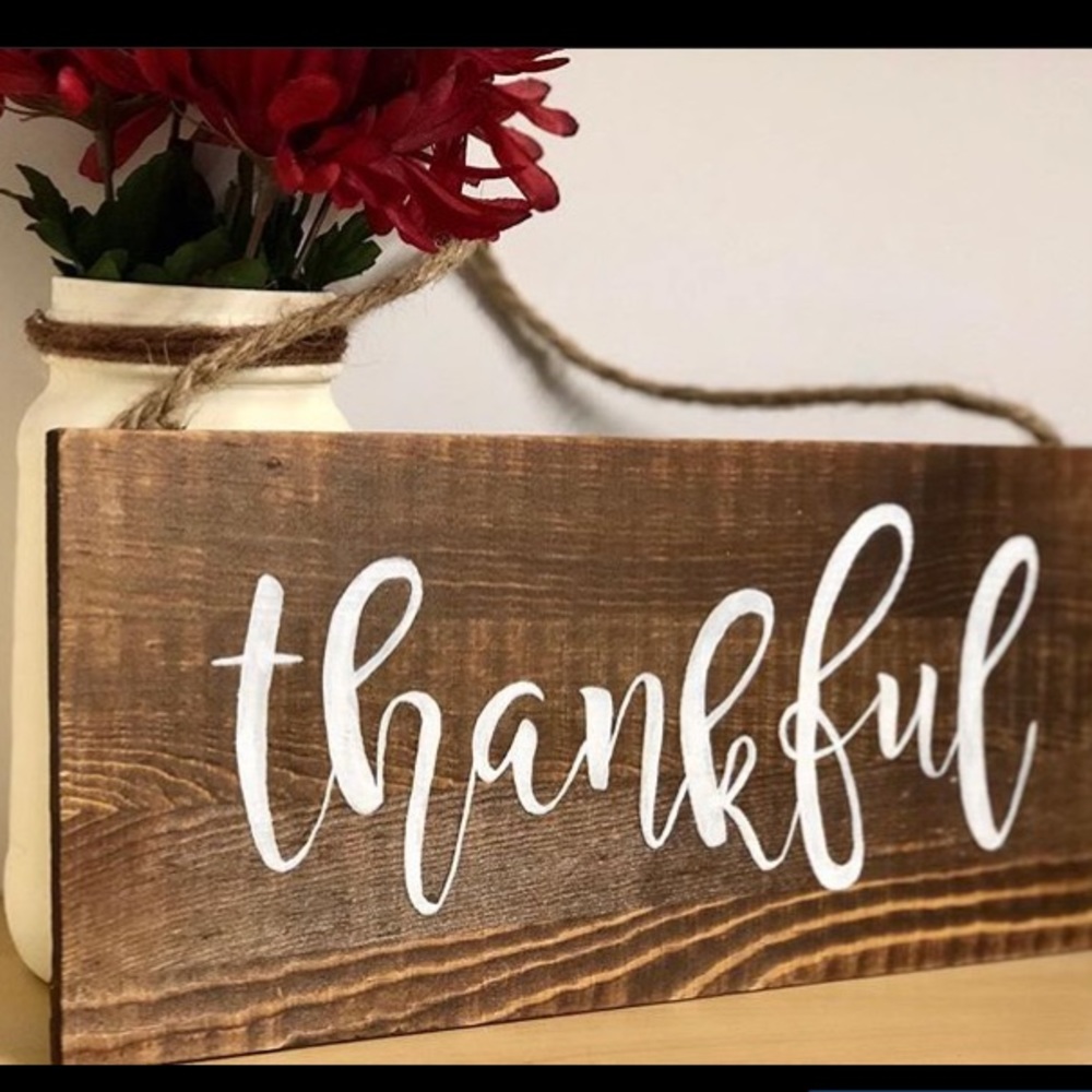 Thankful hanging sign